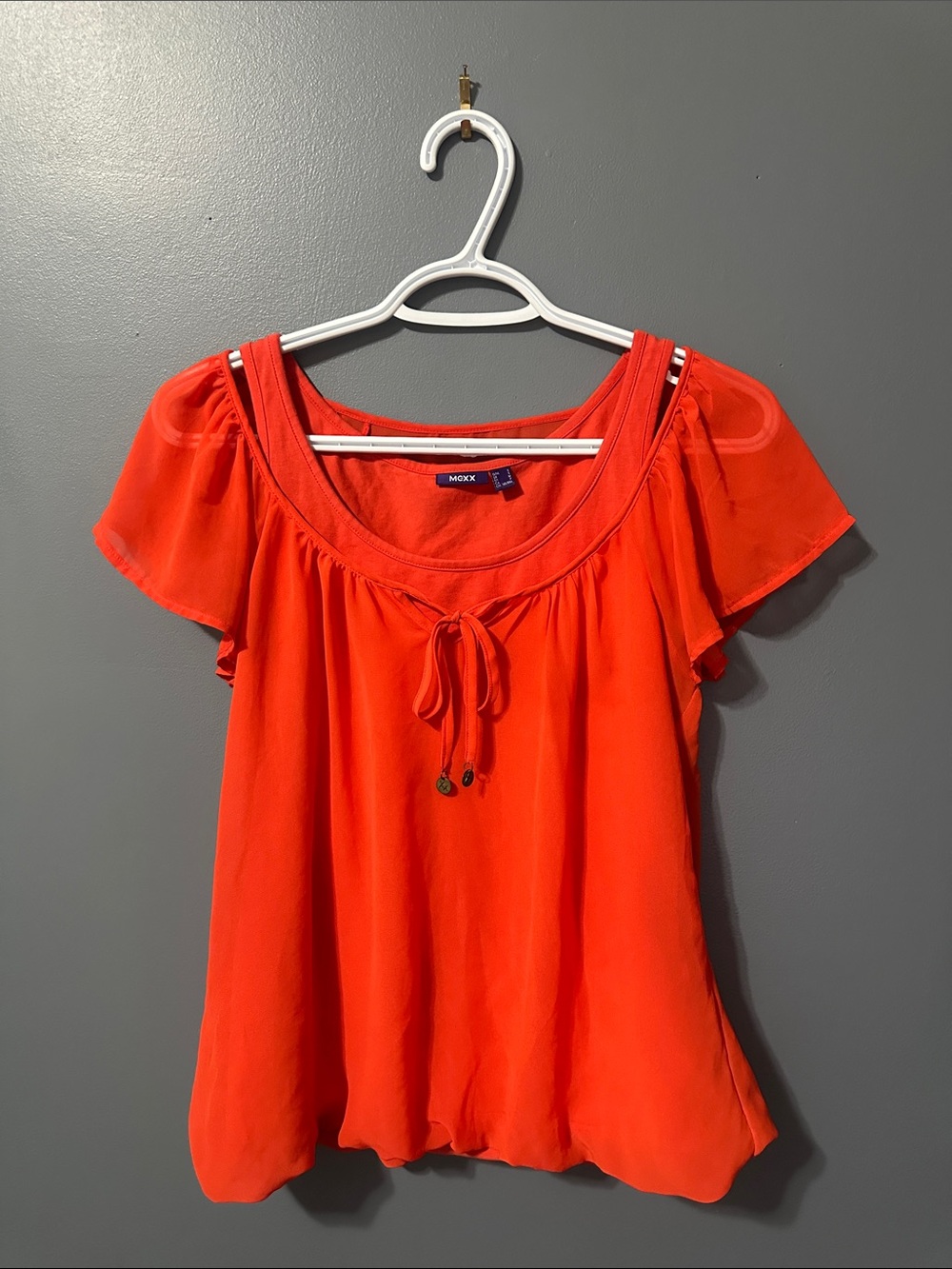 Mexx Orange Tie-Front Flutter Sleeve Blouse